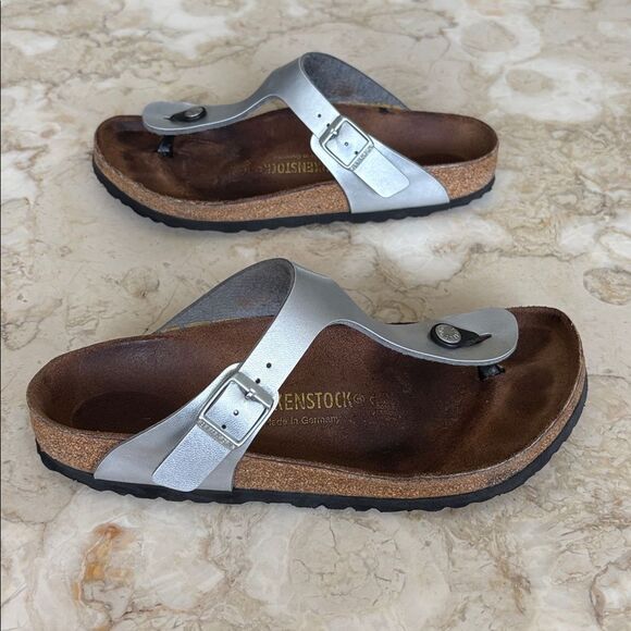 Birkenstock Gizeh Birko-Flor Sandals - Silver - Picture 7 of 14